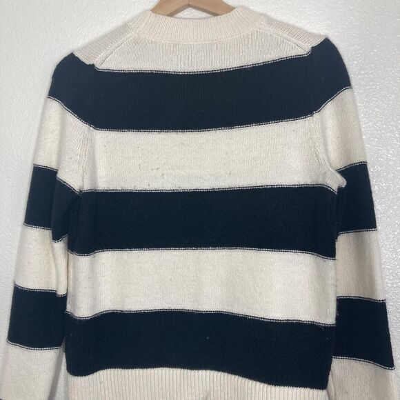 Banana Republic Sweater Womens Small Black White Striped Crewneck Pullover Knit - Picture 11 of 13